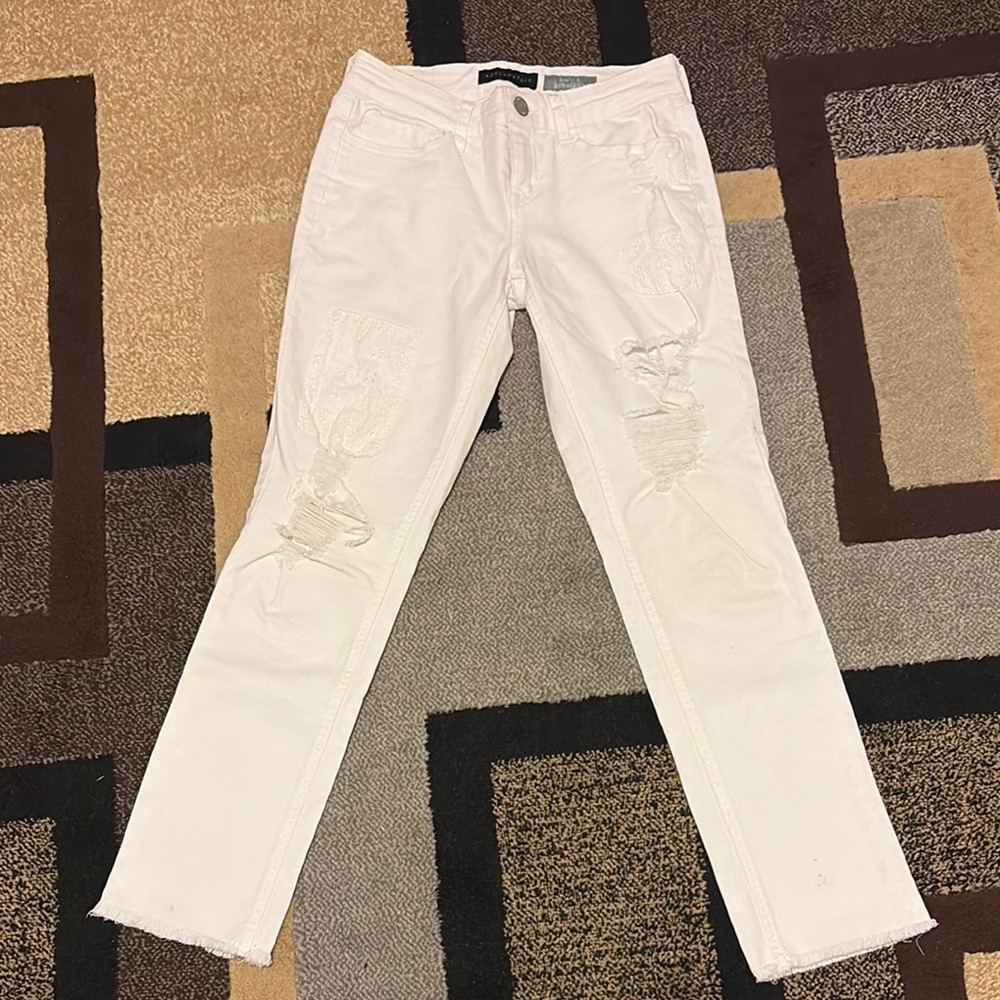 Aeropostale Women's Cream Straight Leg Jeans - size 0